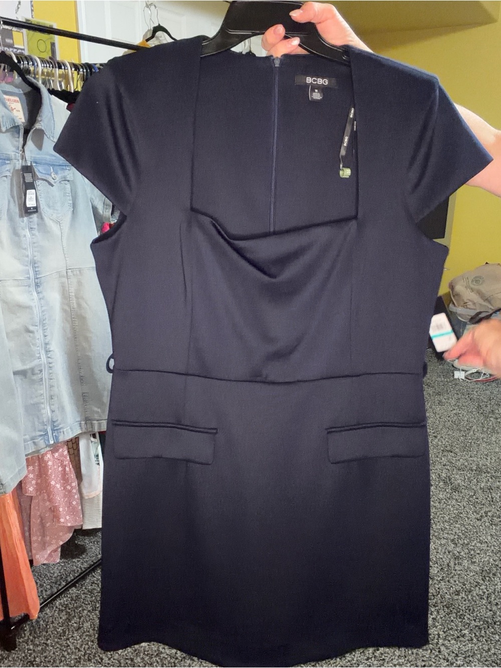 NWT BCBG Navy Cap-Sleeve Sheath Dress size 16